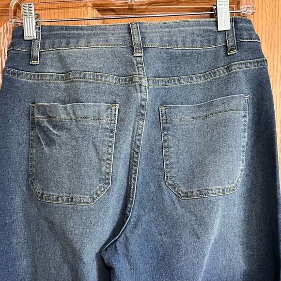 SHEIN Dark Blue Wide-Leg High-Rise Jeans - Picture 4 of 7